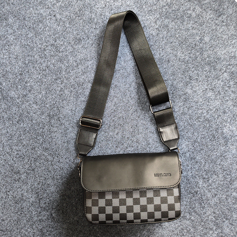 Men's Chessboard Plaid Simple Large Capacity Mobile Bags