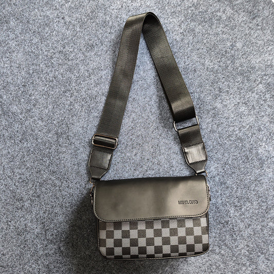 Men's Chessboard Plaid Simple Large Capacity Mobile Bags
