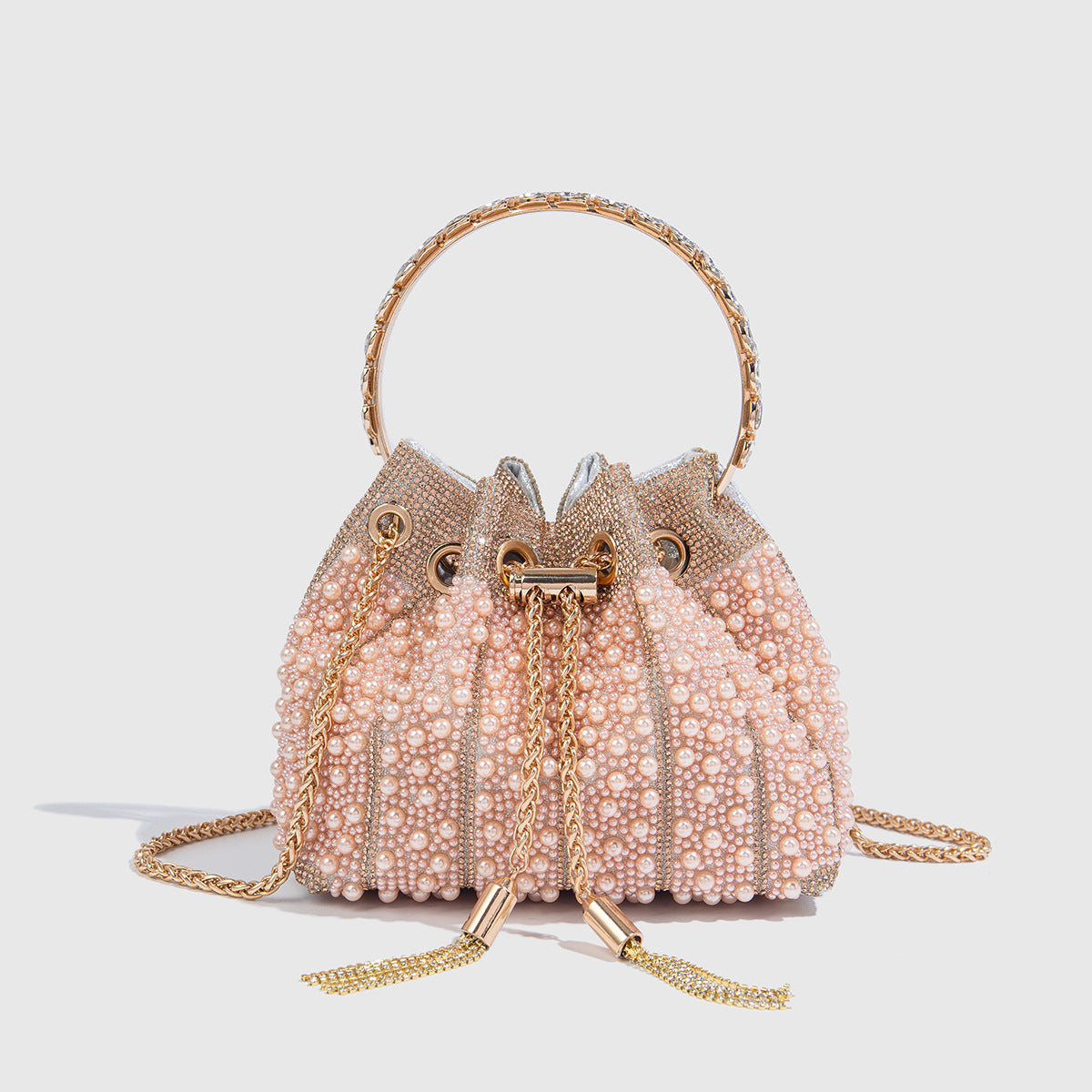 Women's Gradient Color Full Diamond Tassel Dinner Bag