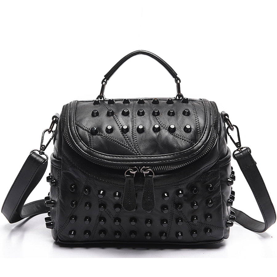 Women's Sheepskin Trendy Rivet Korean Style Soft Leather Women's Shoulder Bag