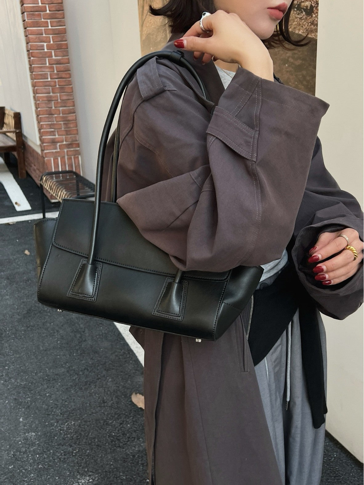 Cowhide Versatile Korean Style Underarm Simple Handbags
