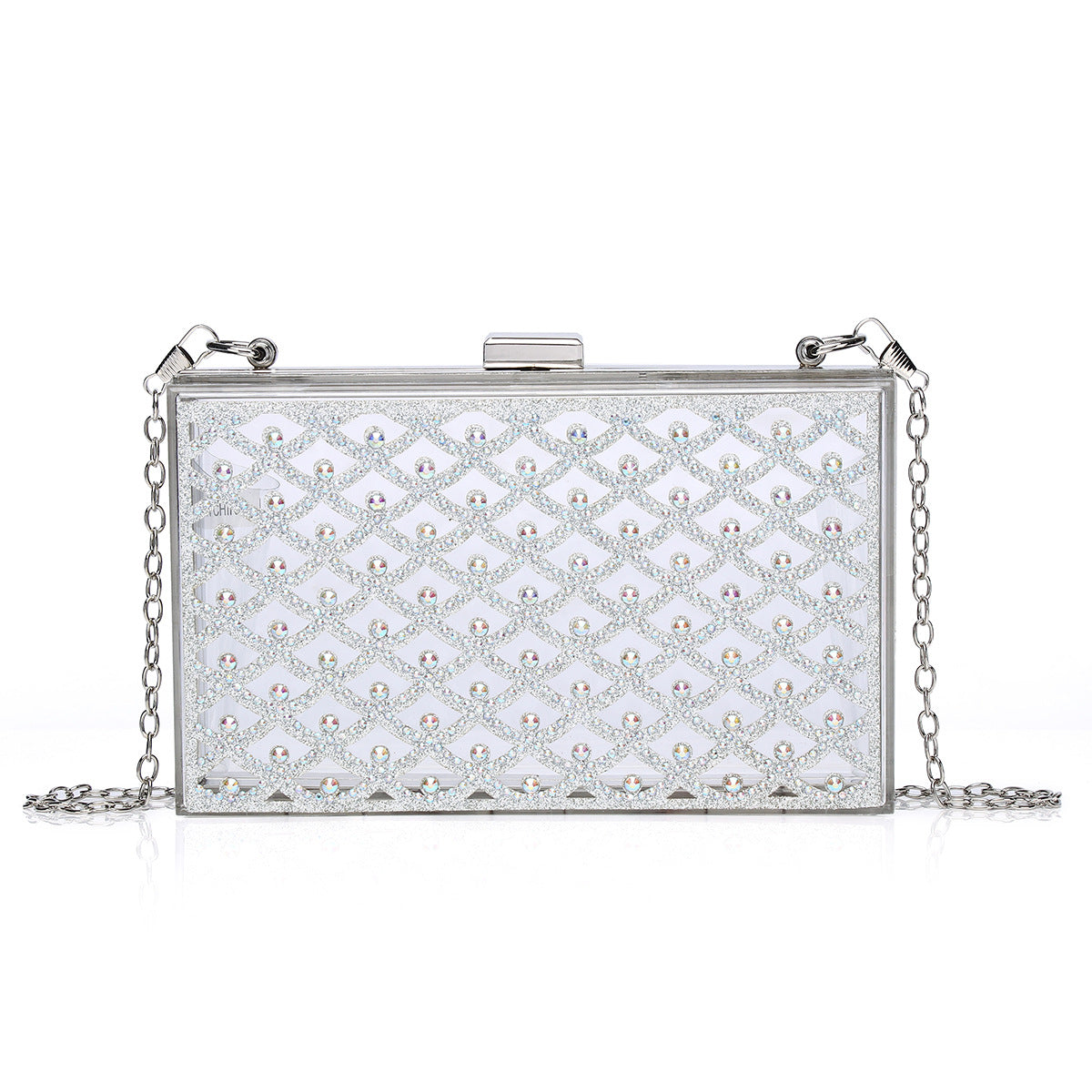 Transparent Acrylic Fashion Diamond Box Chain Dinner Bag