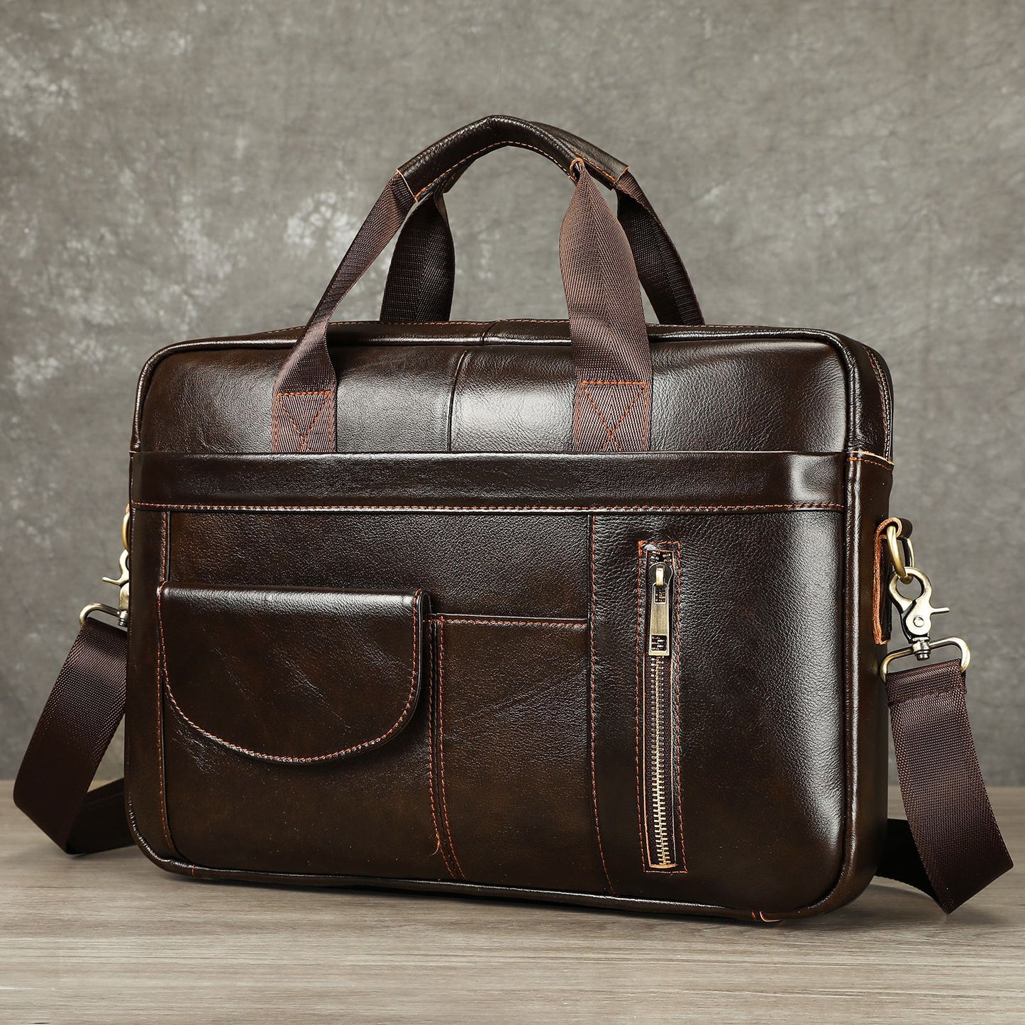 Men's Leather Business First Layer Cowhide Portable Men's Briefcase