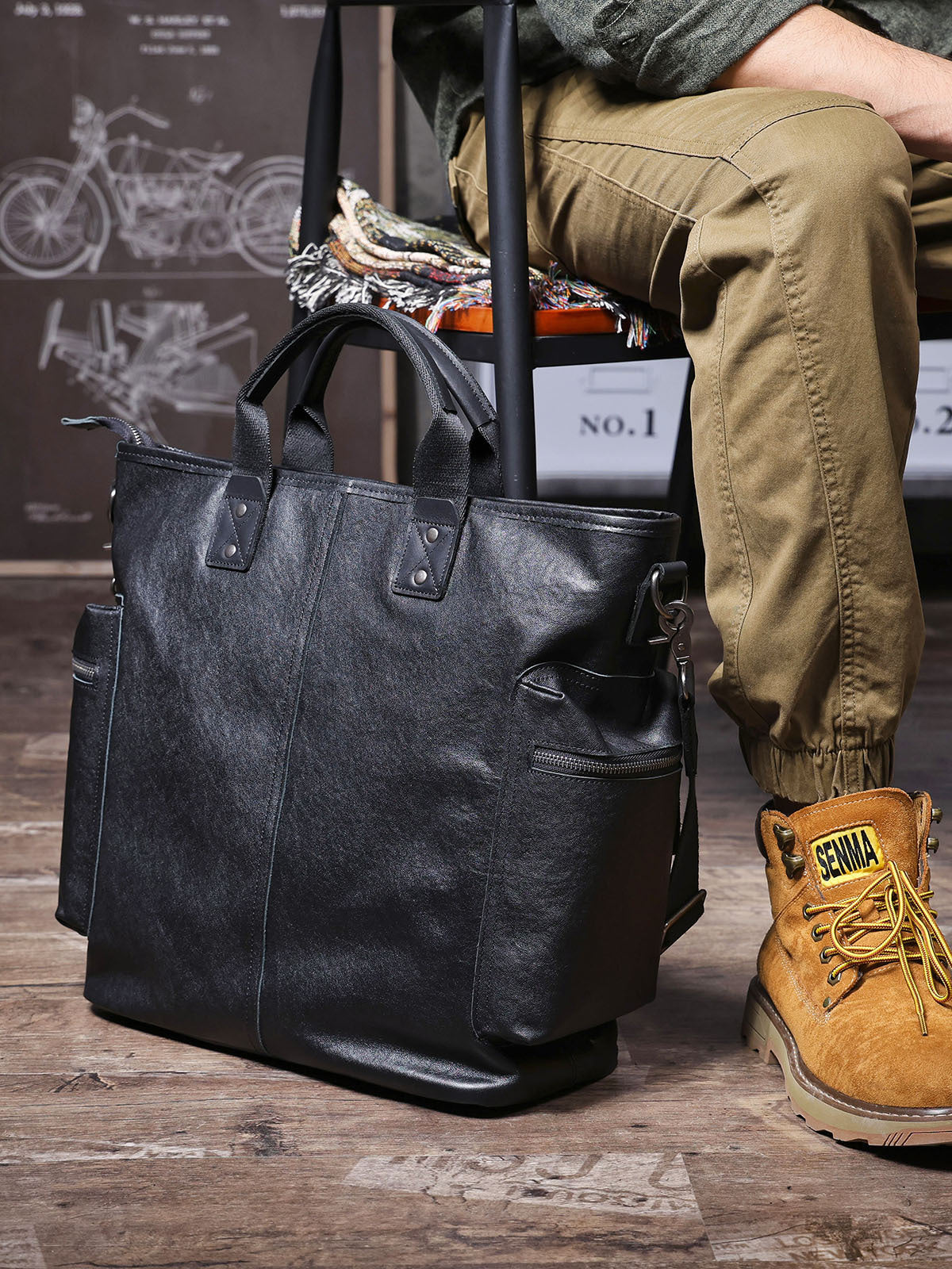 Men's First Layer Cowhide Large Capacity Leather Computer Bags