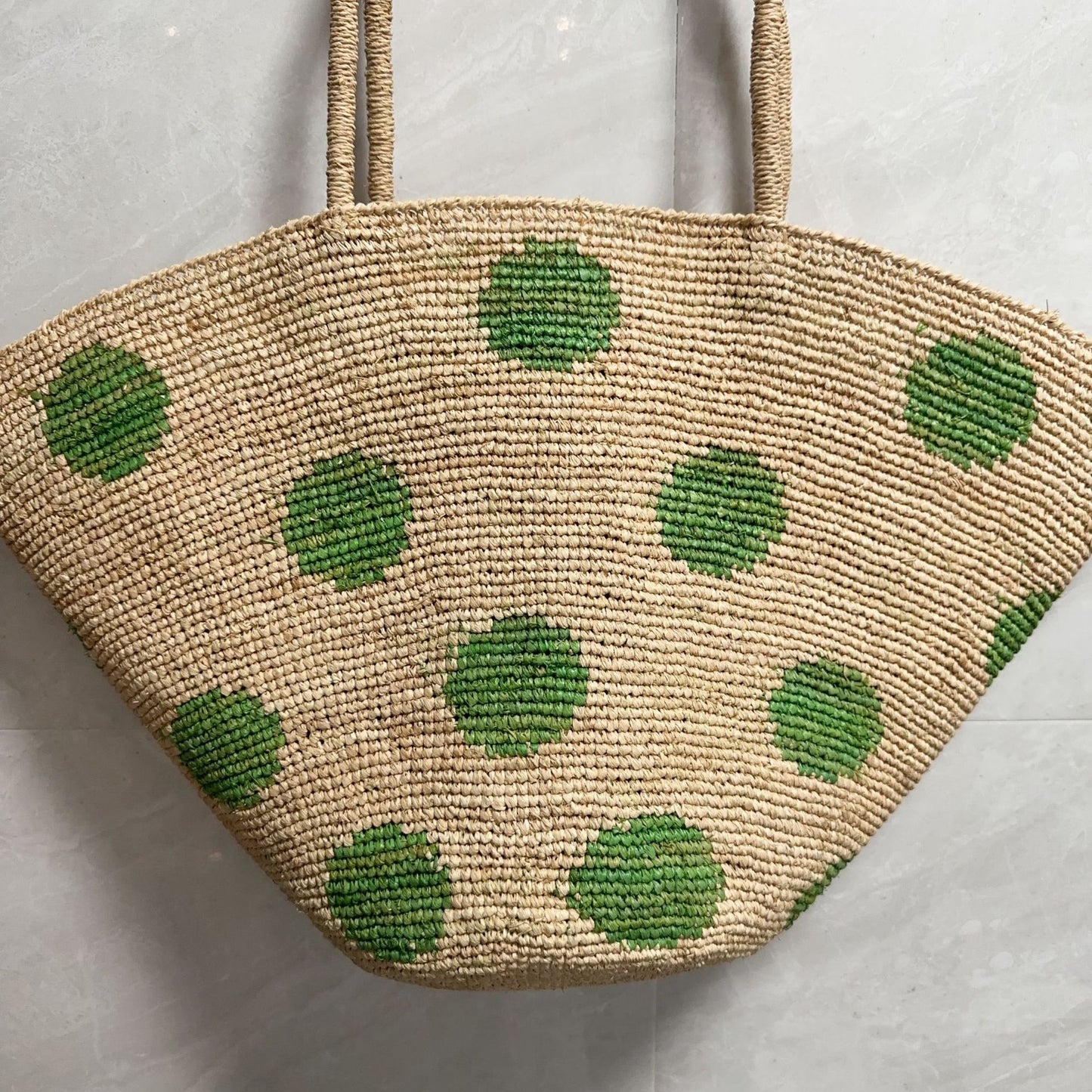 High Quality Hand Crocheting Raffia Polka Dot Beach Seaside Holiday Women's Shoulder Bag