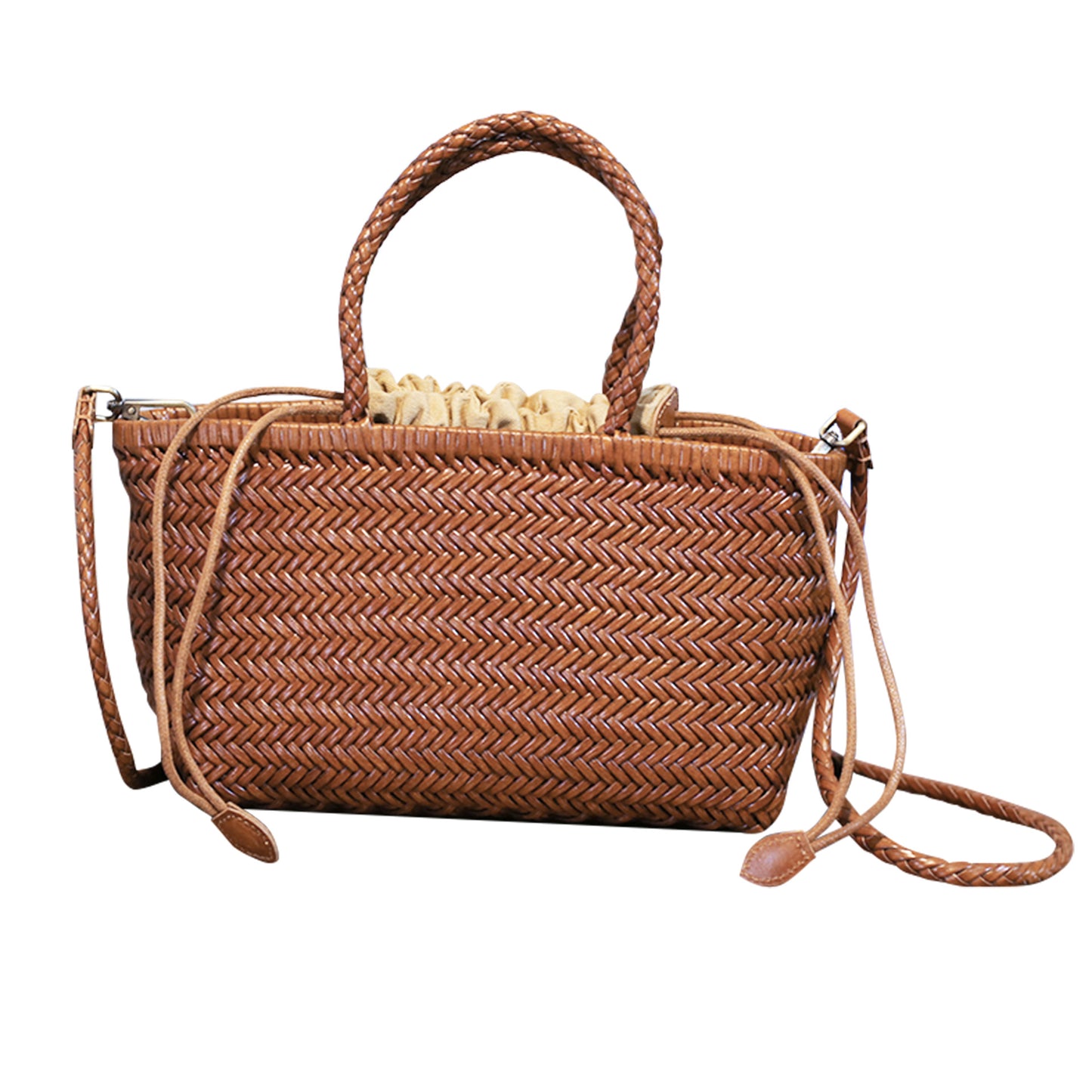 Women's Hand-woven French Style Vegetable Basket Leather Women's Handbag