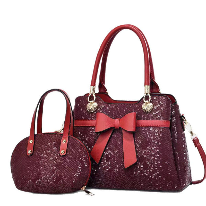 Women's Bow Female Snake Pattern Texture Women's Handbag
