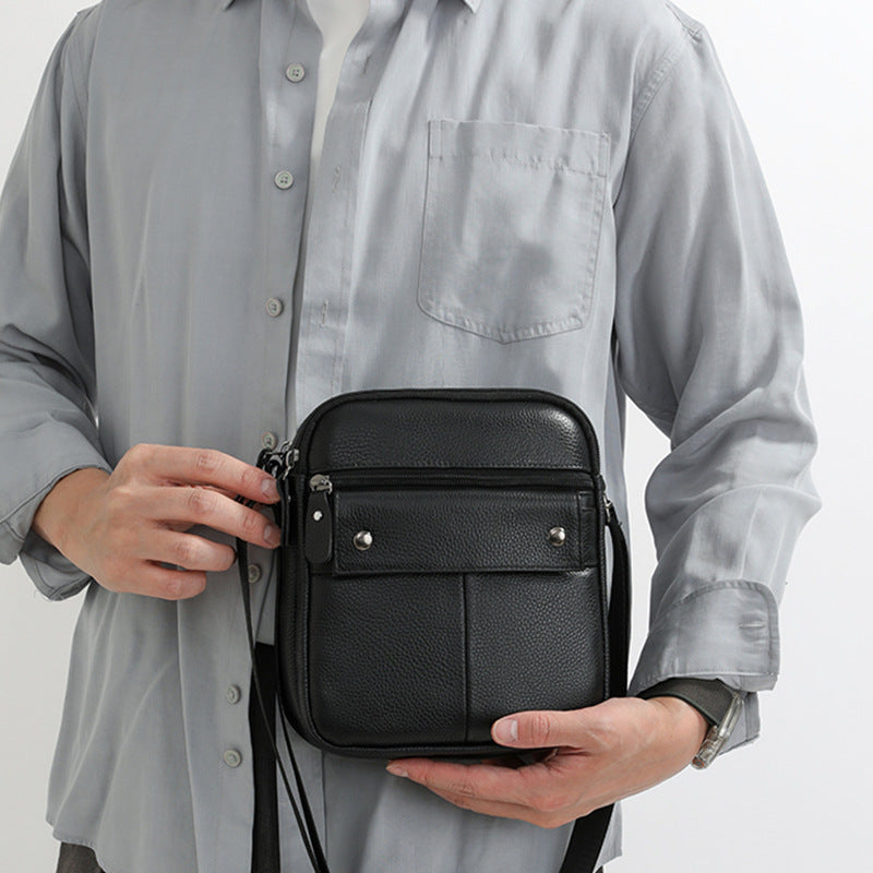 Men's Cowhide First Layer Fashion Large Capacity Men's Shoulder Bag