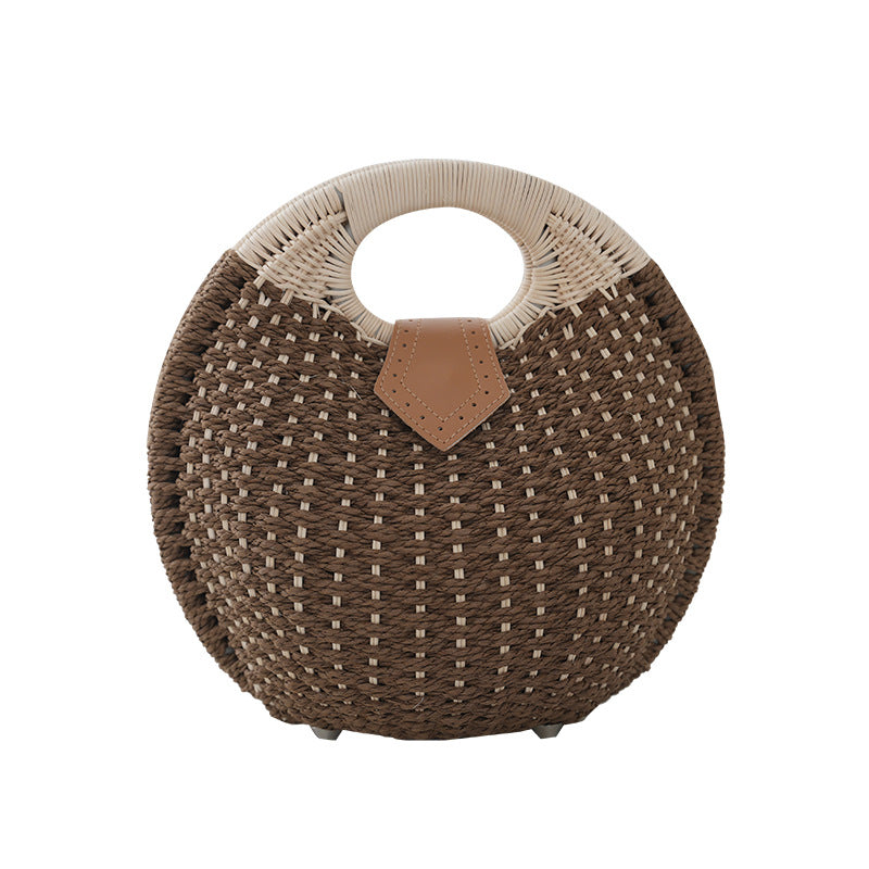 Women's Summer Simple Handmade Vine Woven Beach Women's Handbag
