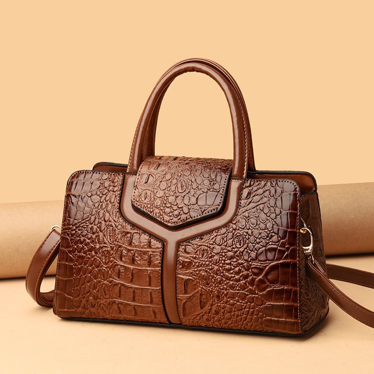 Versatile Textured Underarm Crocodile Pattern Portable Women's Handbag