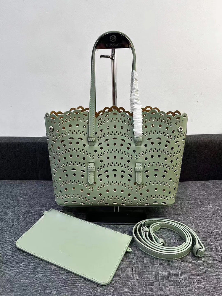 French Minority Wave Leather Summer Vacation Beach Weaving Women's Shoulder Bag