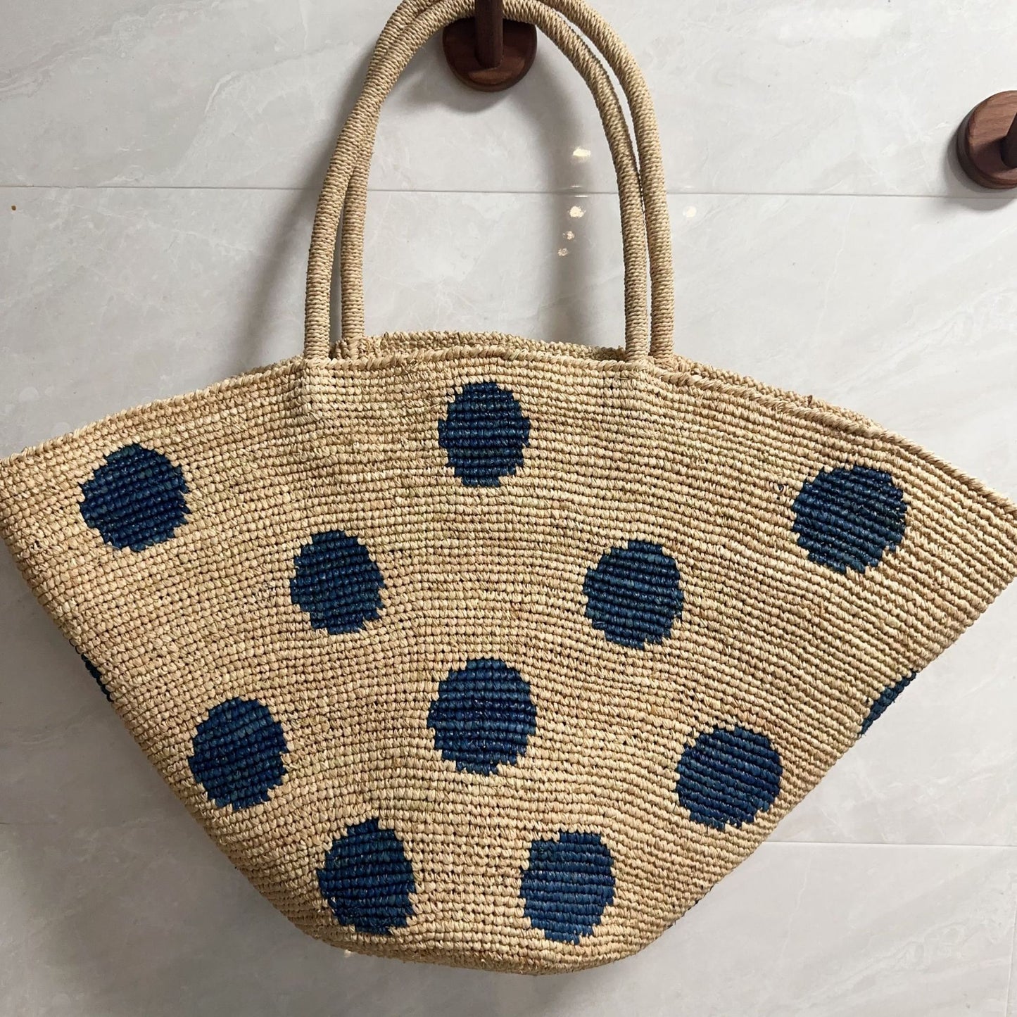 High Quality Hand Crocheting Raffia Polka Dot Beach Seaside Holiday Women's Shoulder Bag