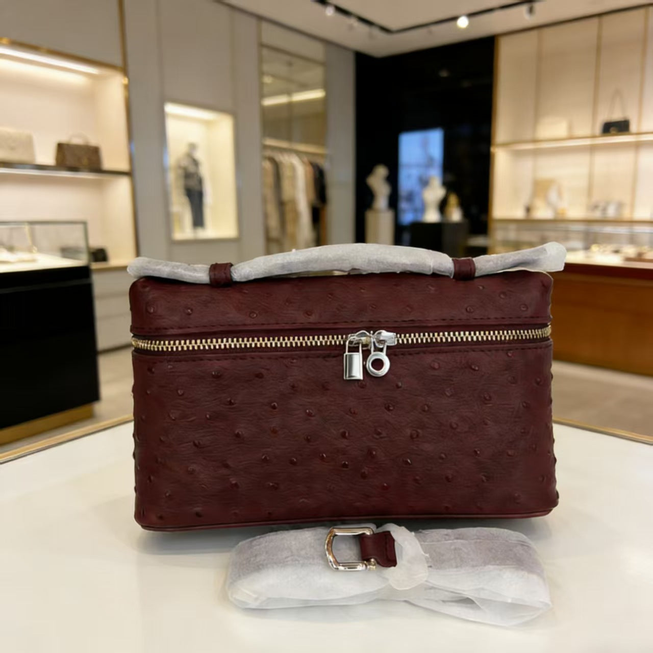 Popular Pretty Women's Ostrich Fashion Single Small Square Bag