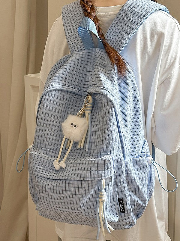 Good-looking Mori Style Fresh Plaid Heart Korean Party Backpacks