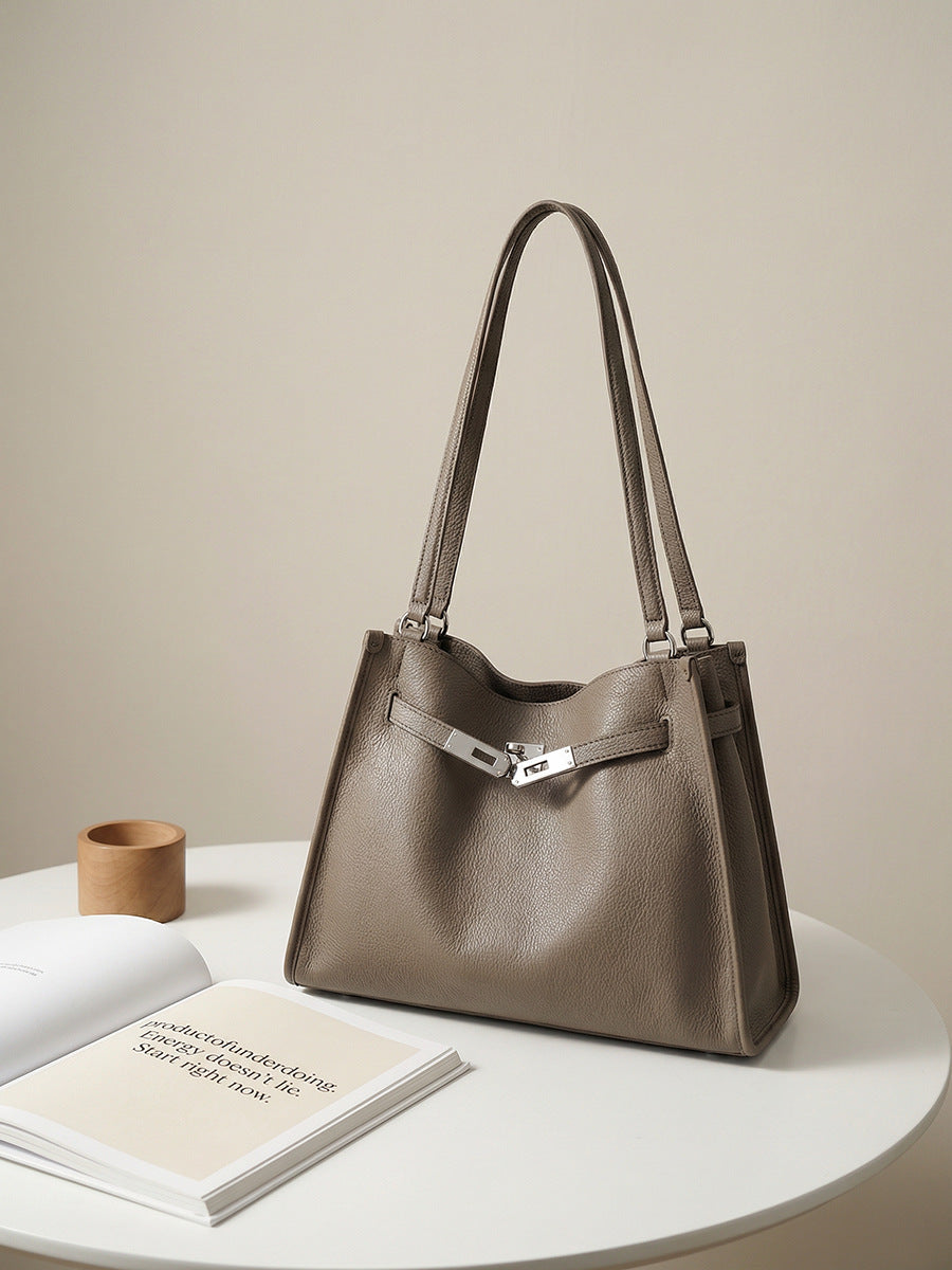 Cowhide Street Fashion Pragmatic Commuter Large Capacity Totes Bags