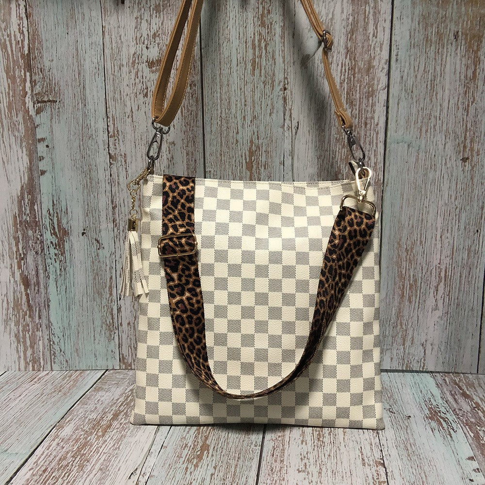 Women's Plaid Black Bright Leopard Print Cows Pattern Sunflower Zipper Vertical Women's Shoulder Bag