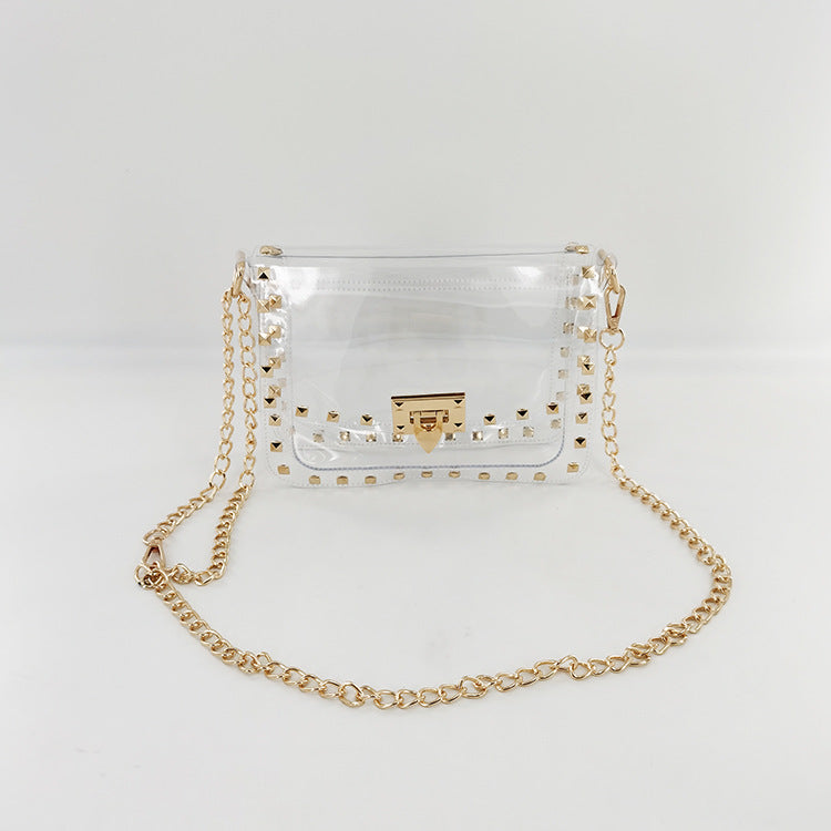Gel Decorative Rivets Transparent Chain Fashion Women's Shoulder Bag