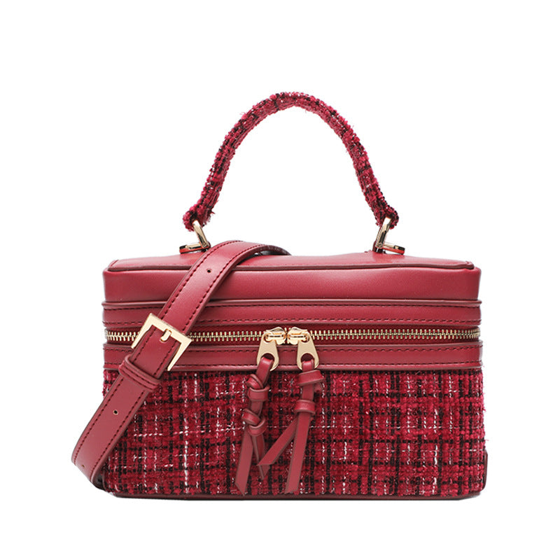Women's Box Woolen Fabric Chain Stylish Advanced Small Square Bag