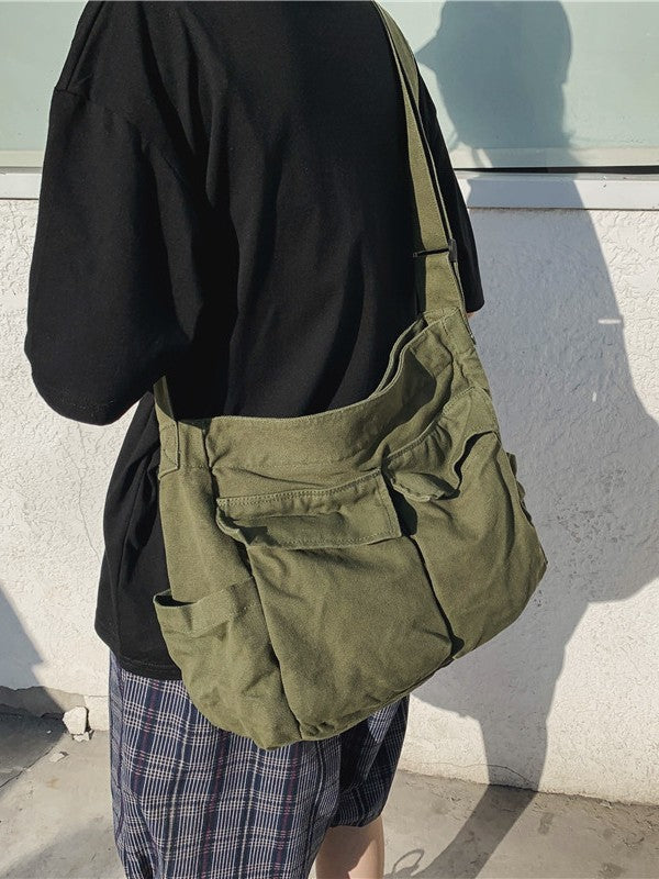 Women's & Men's Order Tooling Style Artistic Green Canvas Large Bags