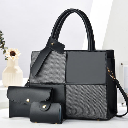 Stitching Large Capacity Shaping Retro Fashion High Sense Women's Shoulder Bag