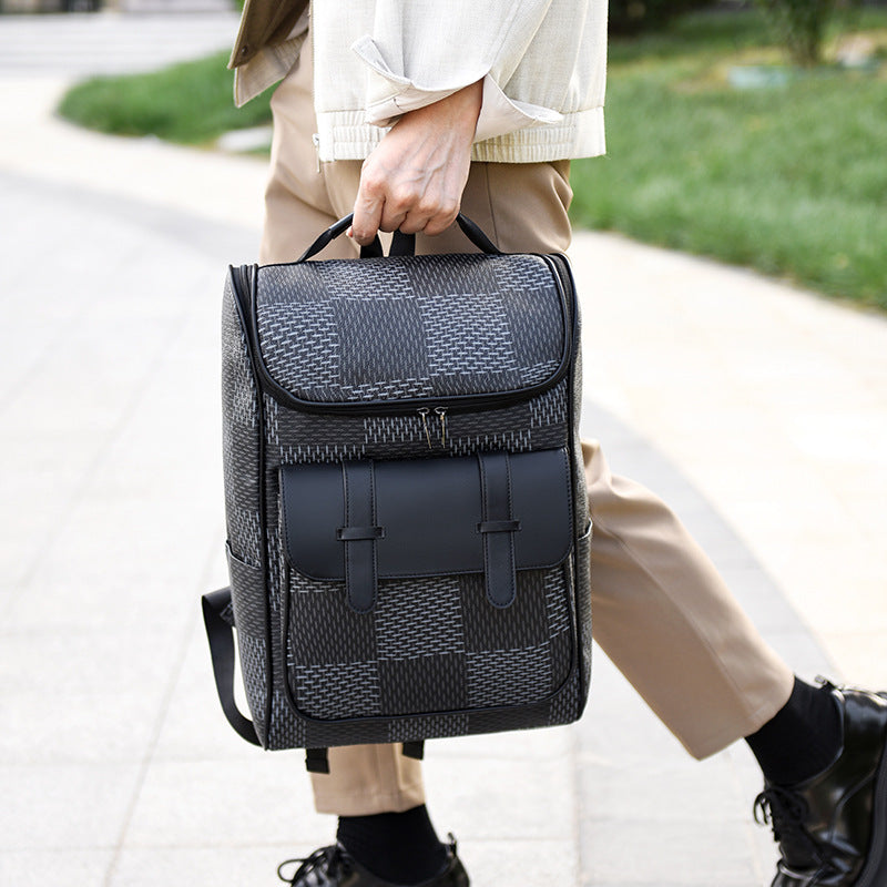 Men's Fashion Plaid Commuter High Quality Waterproof Backpacks