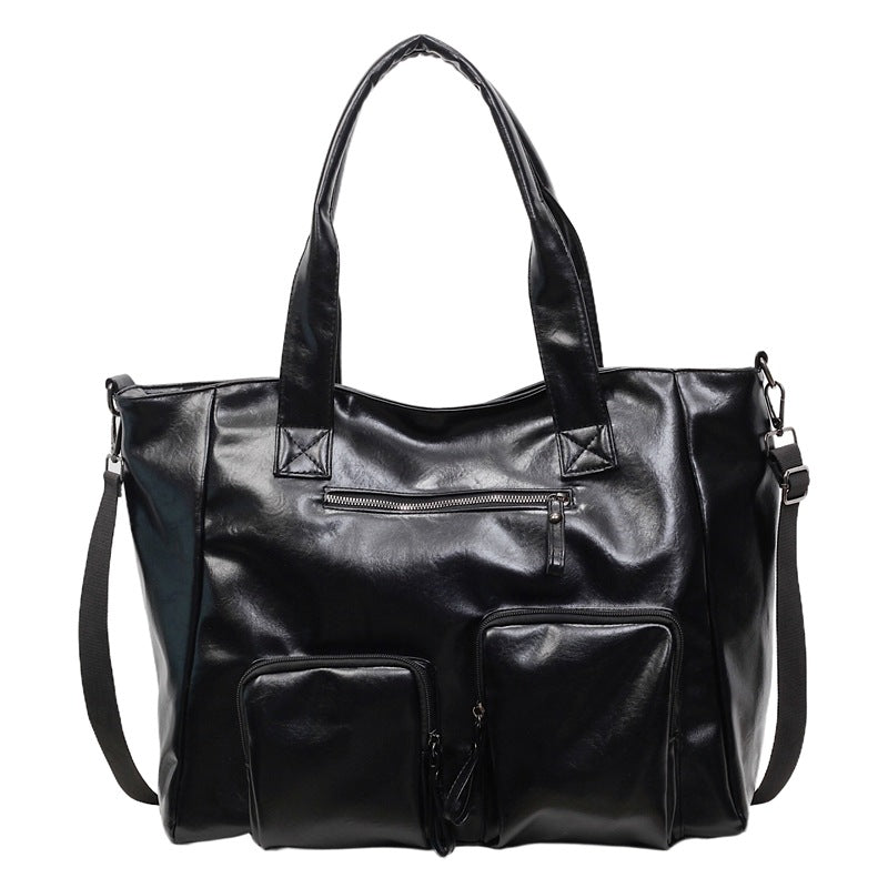 Women's Capacity Soft Leather Solid Color Stylish Good Texture Glossy Women's Messenger Bag