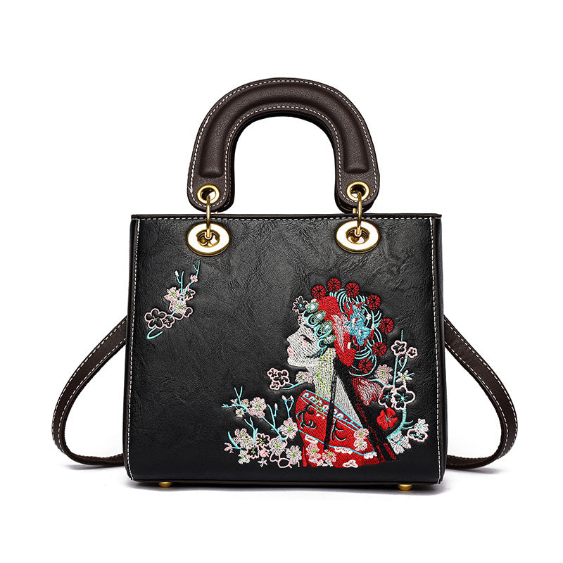 Women's Style Texture Dan Embroidered Leisure Commute Large Tote Bags