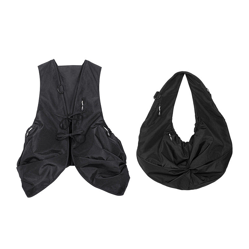 Men's Vest Sleeveless Tank Top Coat Men's Shoulder Bag