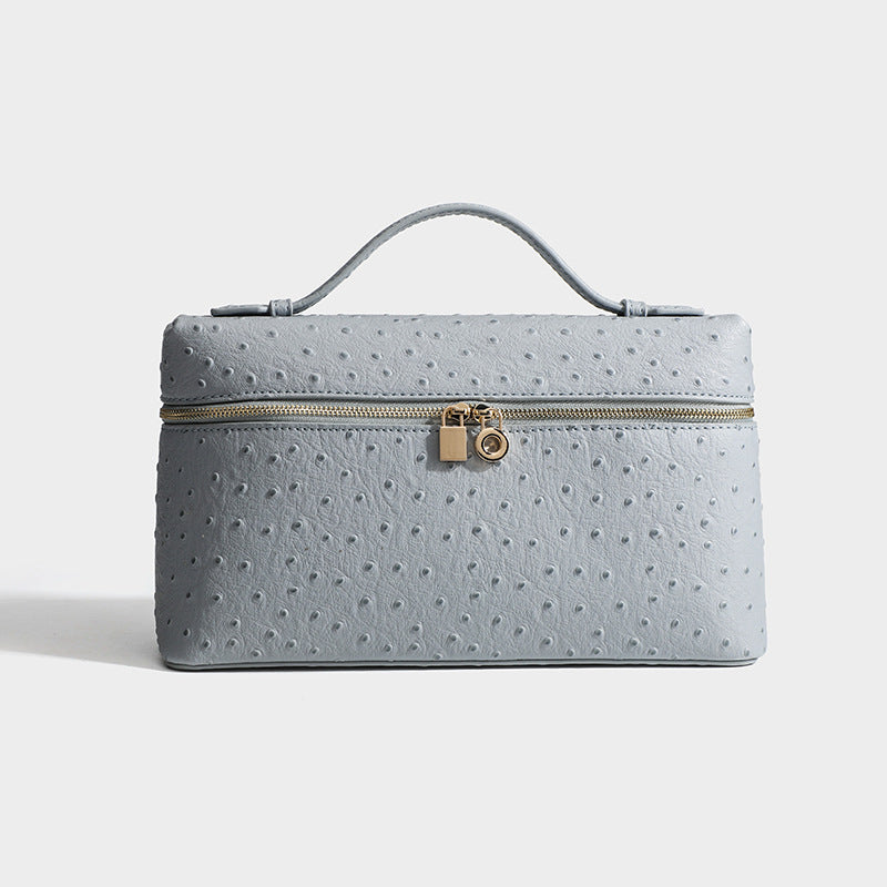 Women's Ostrich Grain Lunch Box Fashion Portable Small Square Bag