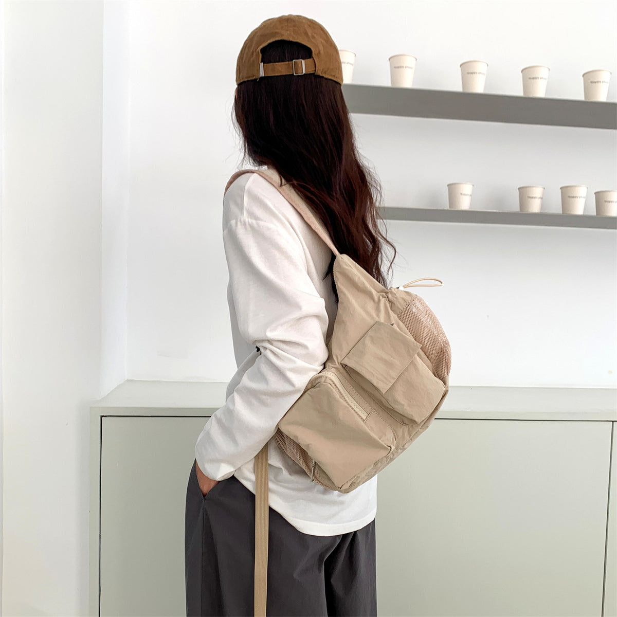 Women's Spring Nylon Cloth Lightweight Dumpling Solid Color Women's Shoulder Bag