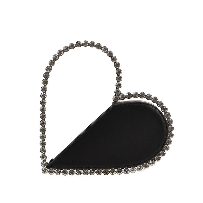 Women's Diamond Design Western Style Heart-shaped Light Luxury Dinner Bag
