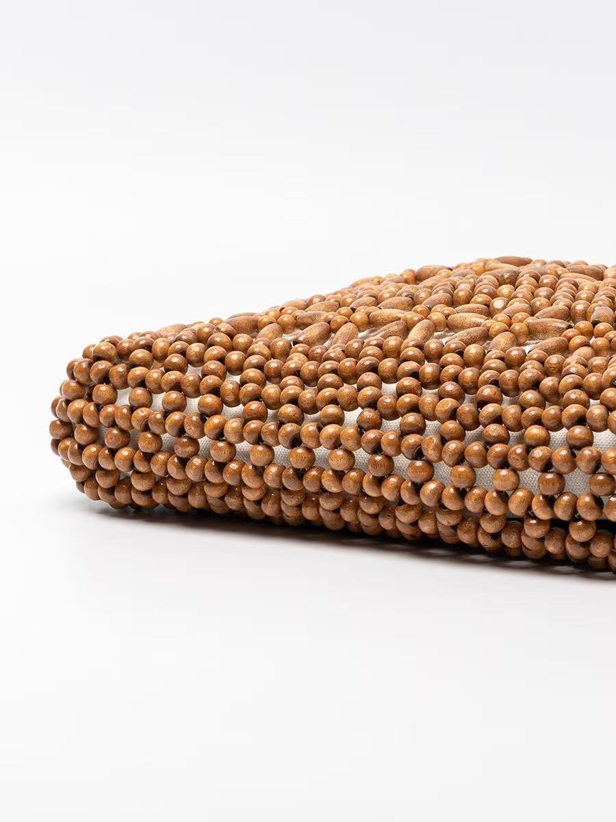 Women's Wooden Bead Woven For Fashion Beach Women's Shoulder Bag