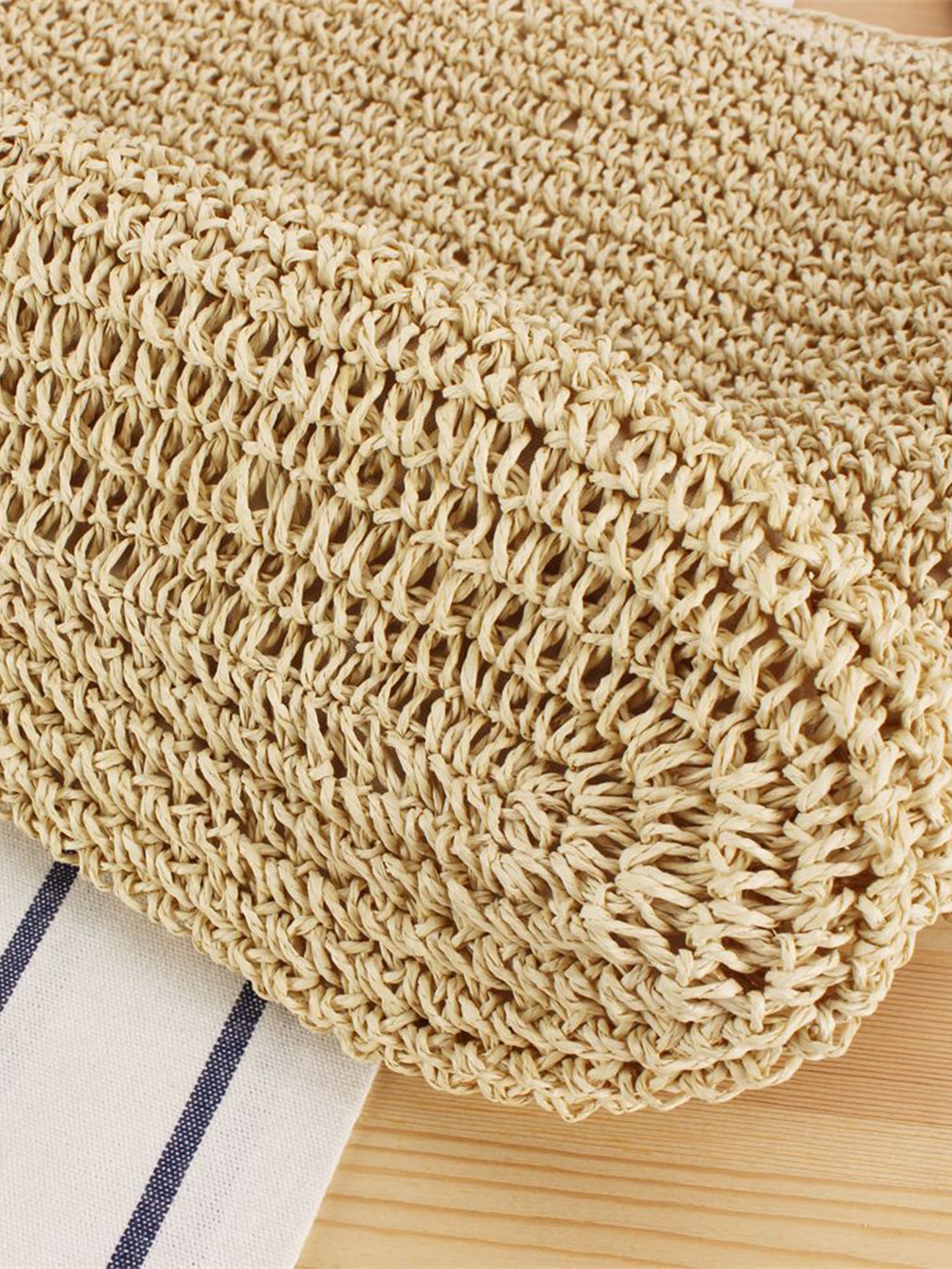 Navy Style Woven Knotted Strap Vacation Shoulder Bags