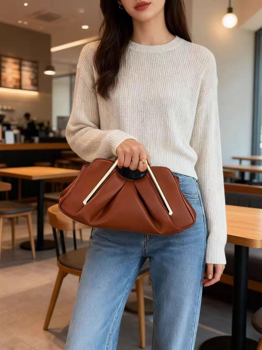 Women's Personalized Pleated Cloud Retro Frame Soft Bags