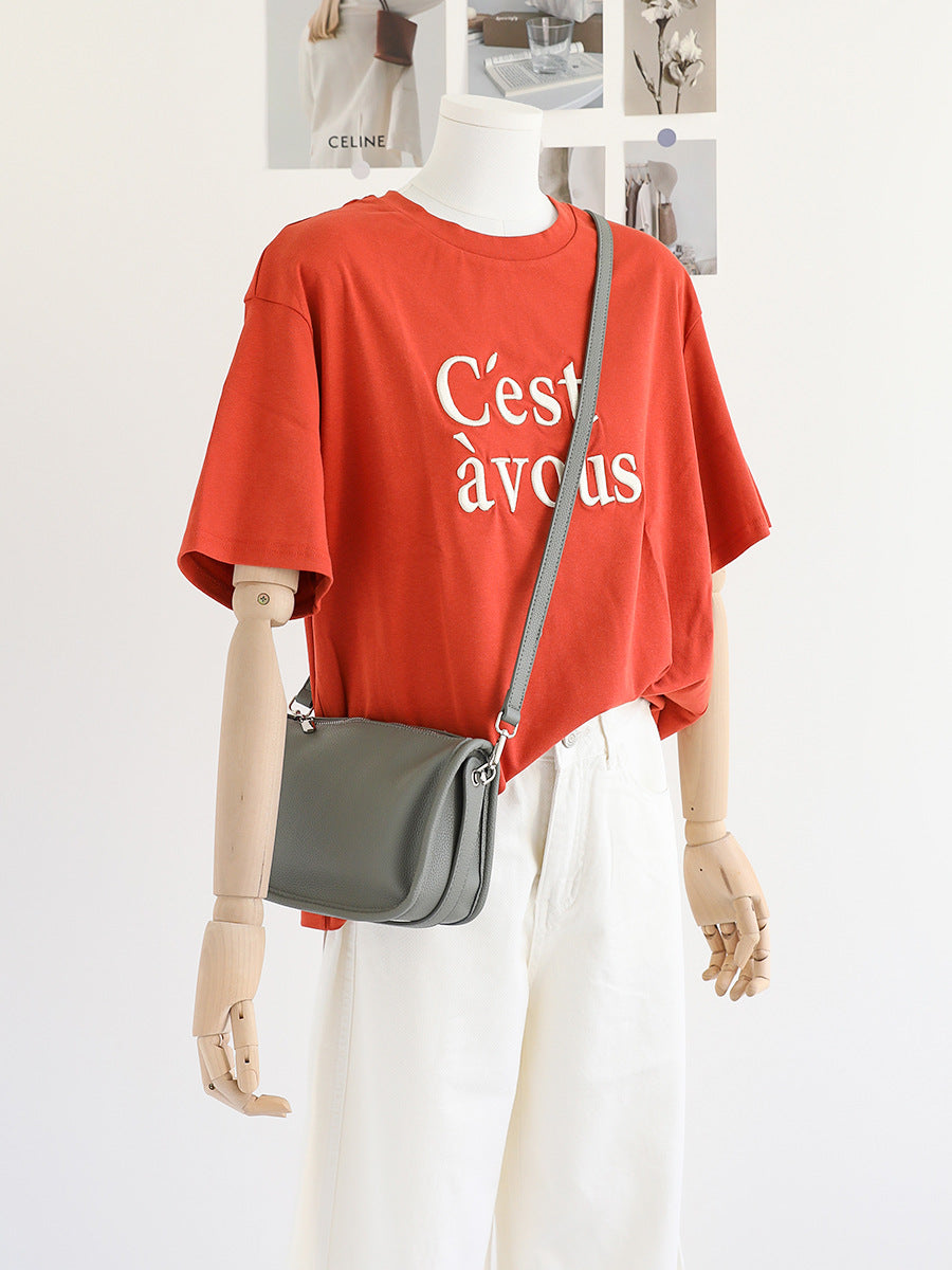 Women's Korean Style Fashionable Lychee Pattern Texture Soft Leather Women's Messenger Bag