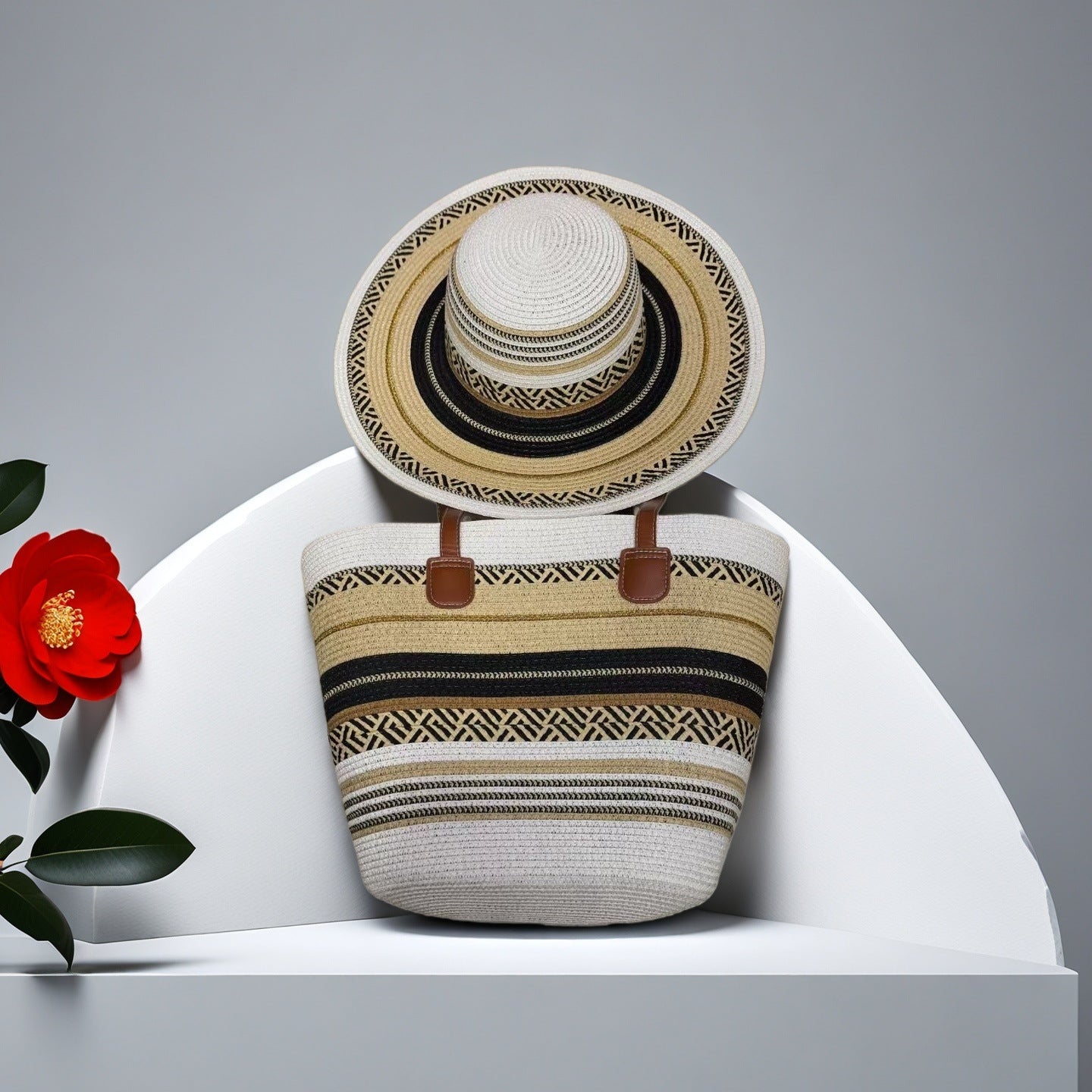 Colored Mosaic Holiday Sun Protection Hat Women's Shoulder Bag