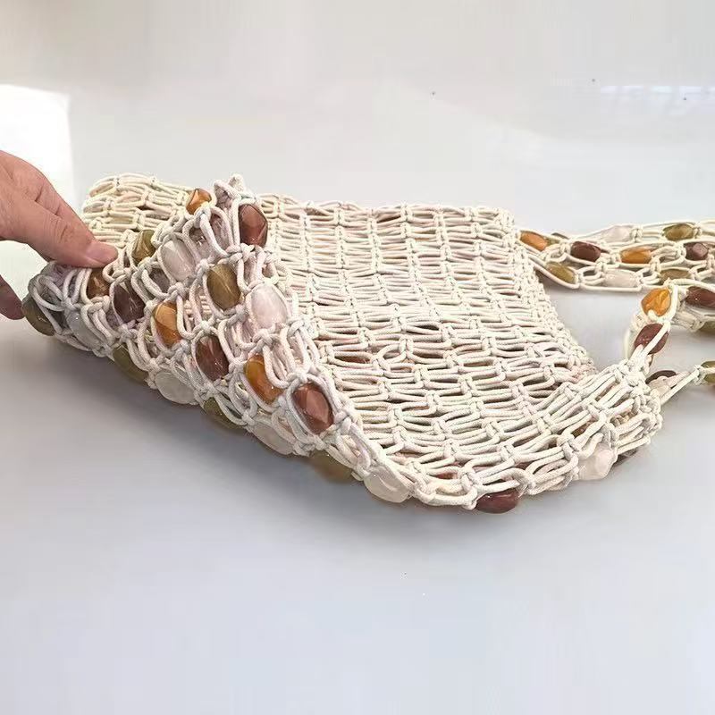 Women's Hand-woven Design Beaded High-grade Retro Large Women's Handbag
