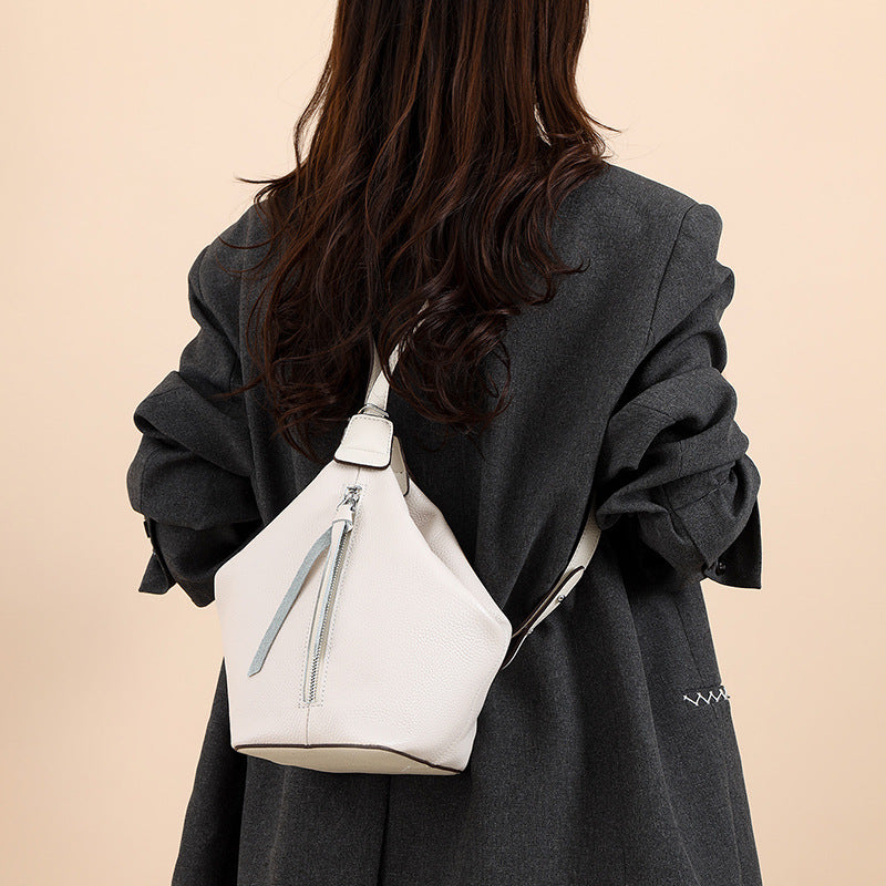Women's Genuine Leather High-grade First Layer Cattlehide Fashion Bucket Bags