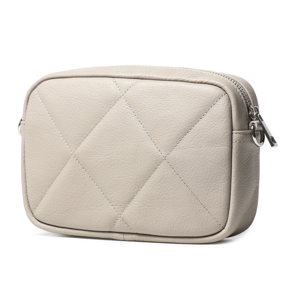 Women's Diamond Chain Top Layer Cowhide Leather Women's Shoulder Bag