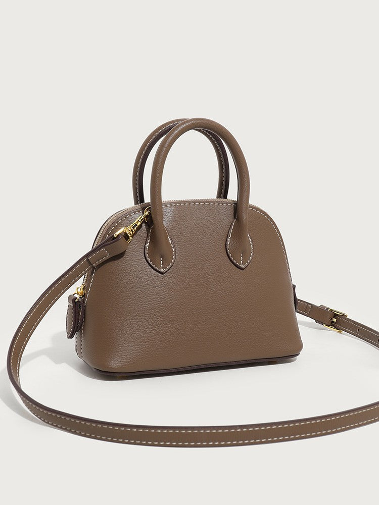 Women's Genuine Leather Bowling Solid Color Shell Women's Handbag