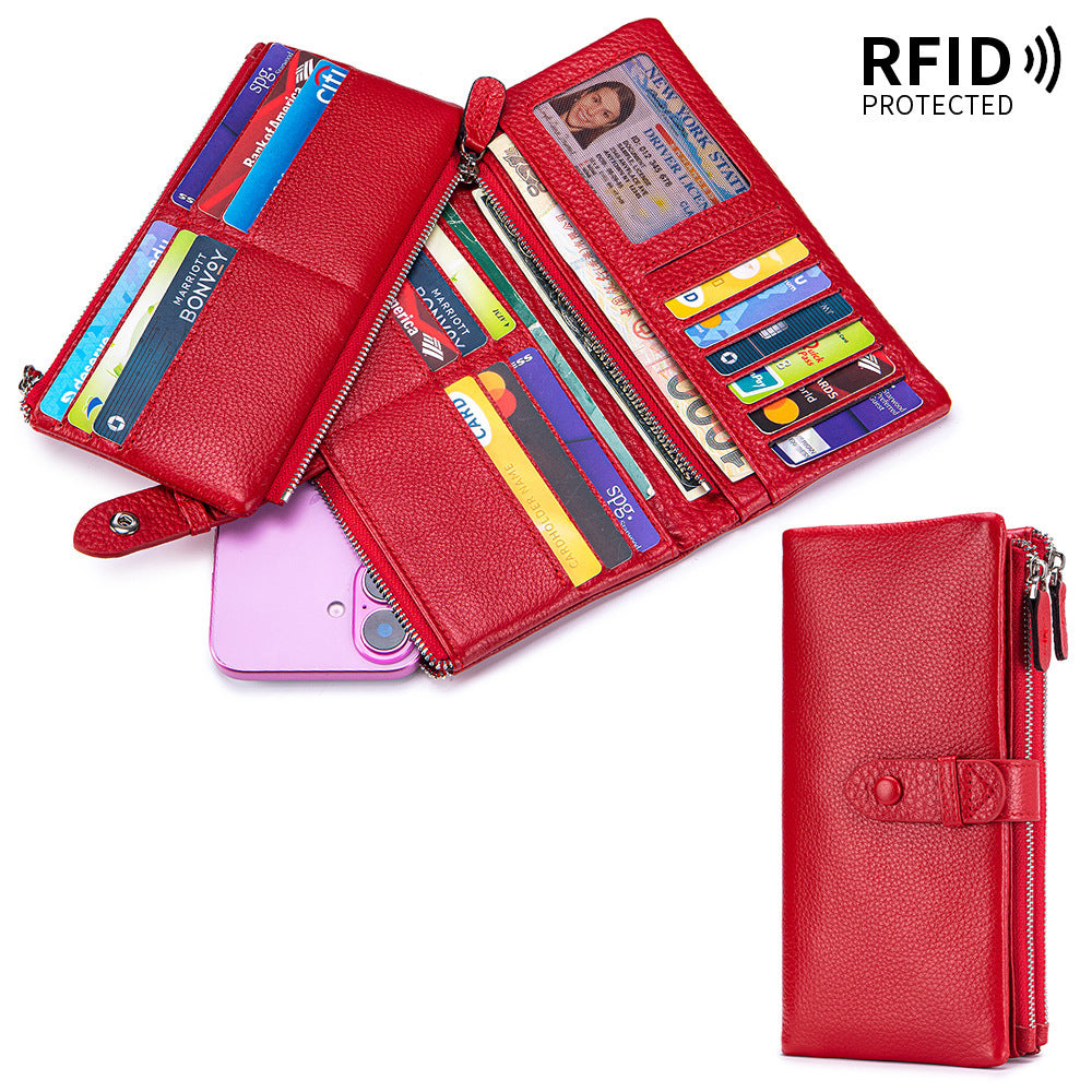 Long Large Capacity Soft Leather Multifunctional Mobile Multiple Slots Ladies Wallet