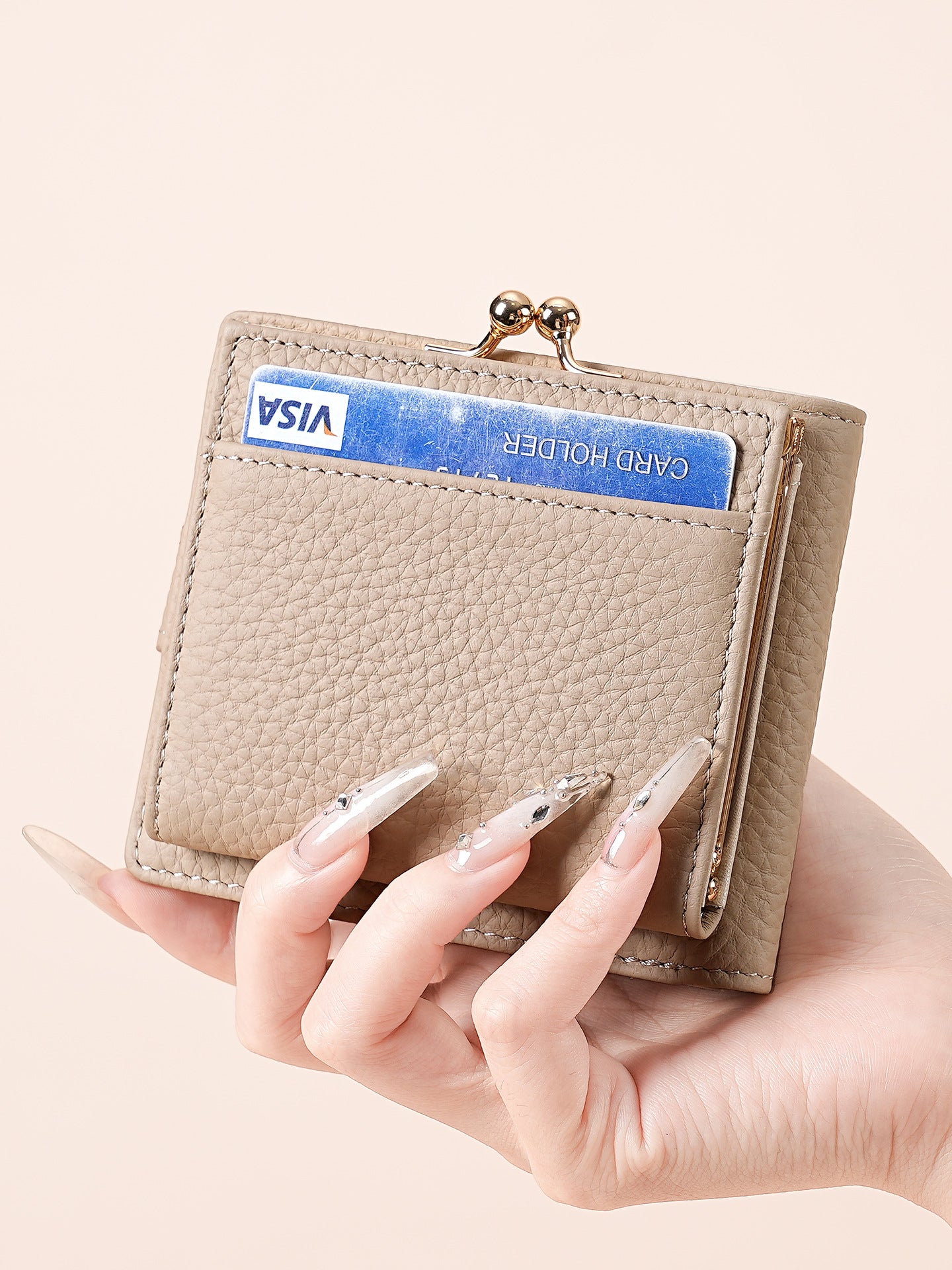 Women's & Men's Leather Short Step-in Large Capacity Alloy Ladies Wallet