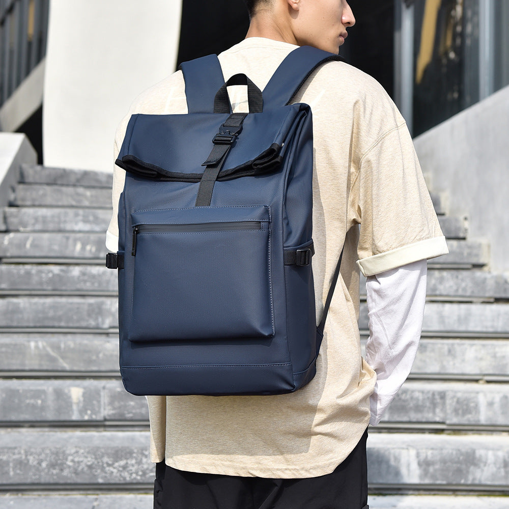 Men's Simple Trendy Cool Solid Color Computer Office Business Backpack