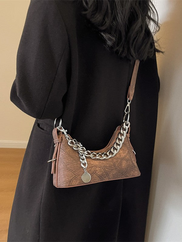 Women's Denim Trendy Simple Underarm Chain Handbags