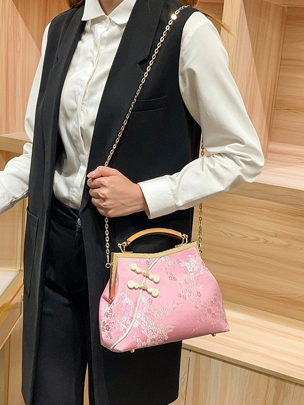 Women's Chinese Satin Pattern Chain National Fashion Coin Purses