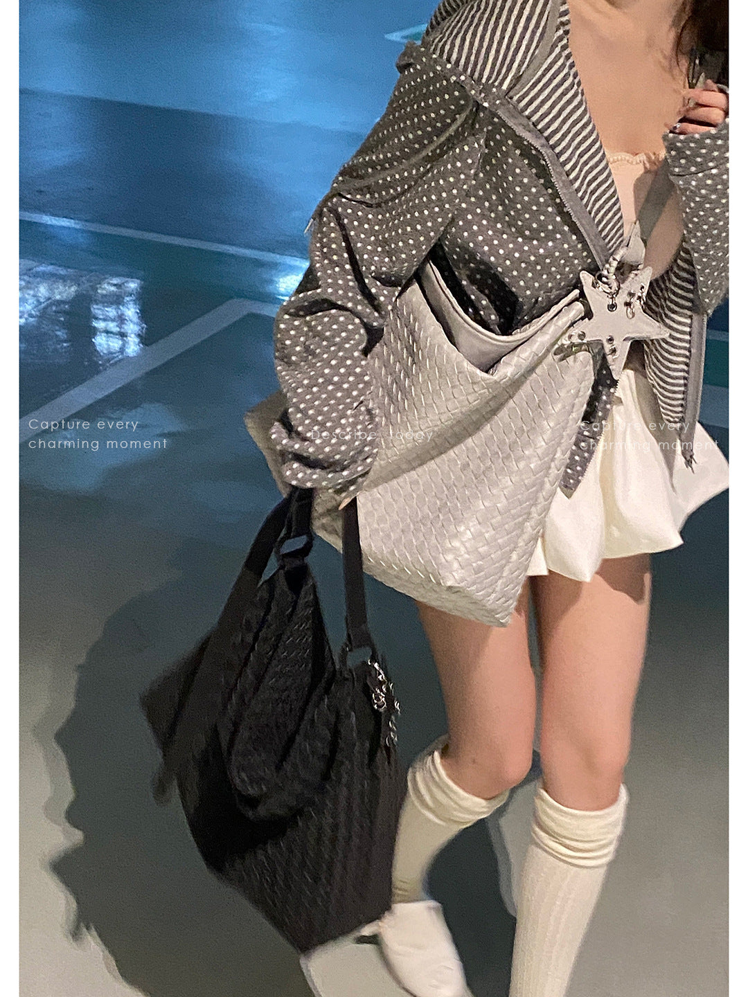 Women's Korean Underarm Commuter Simple Woven Tote Bag