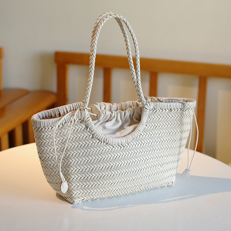 Women's Hand-woven First Layer Cowhide Seaside Vacation Large Handbags