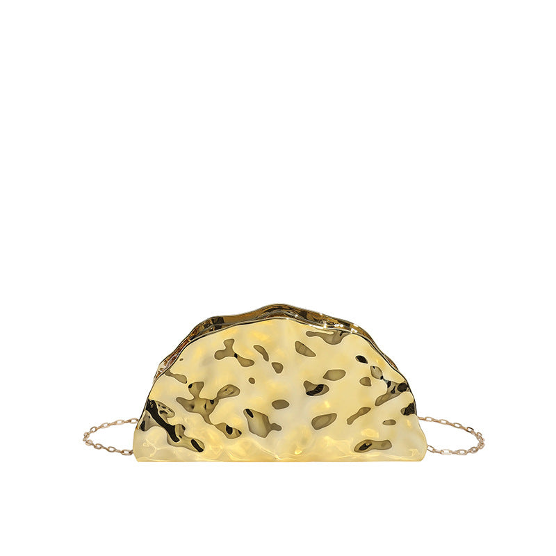 Women's Irregular Glossy Acrylic Dumplings Fan-shaped Clutch Bags
