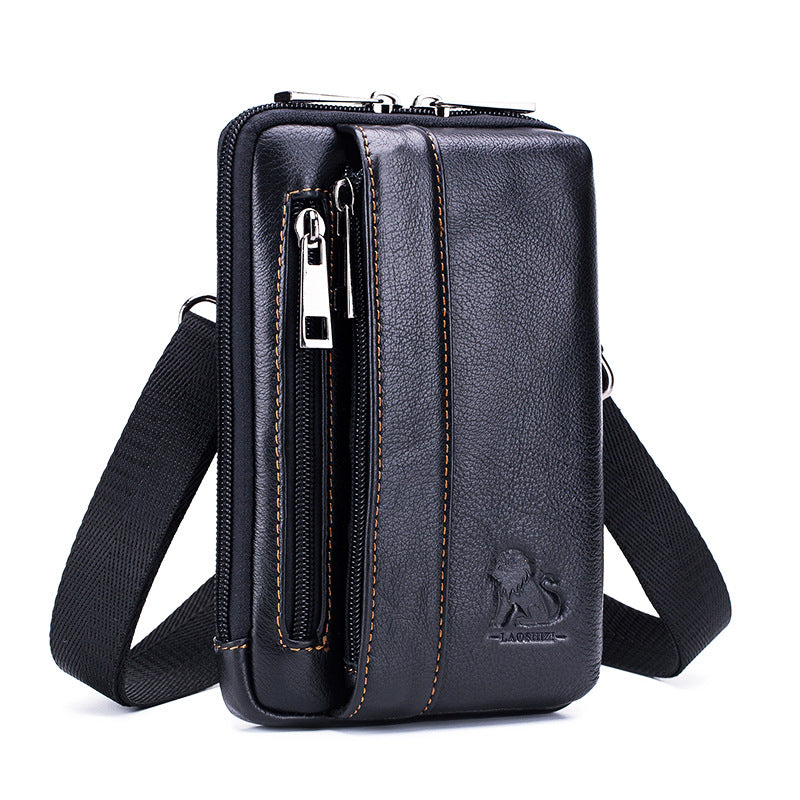 Men's Leather Horizontal Vertical Hook Construction Site Bags