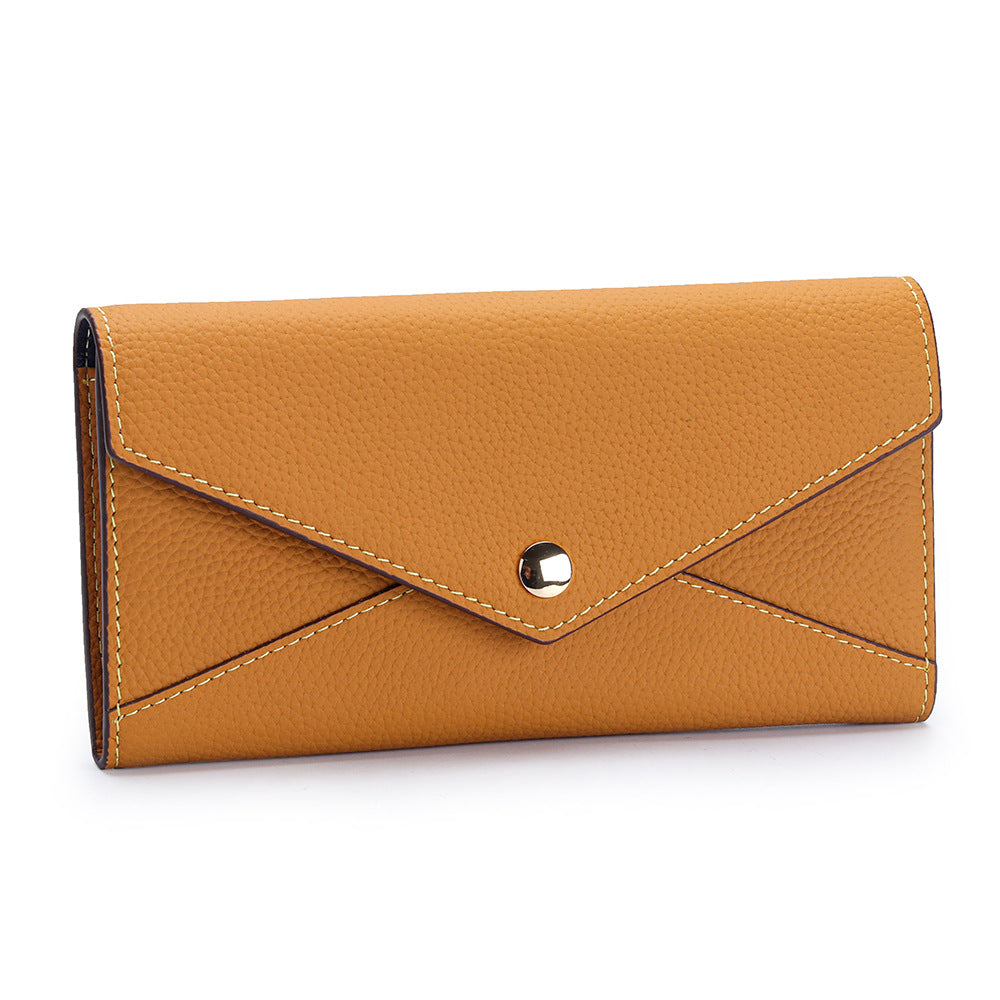 First Layer Cowhide Long Large Capacity Ladies Wallet
